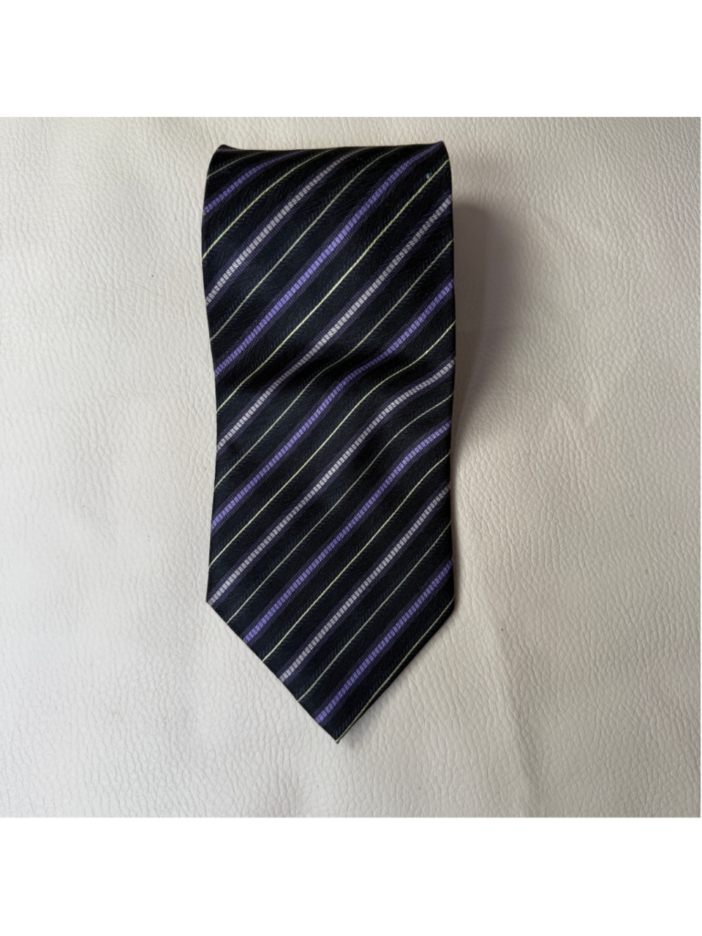 Colours Alexander Julian Silk Tie Black Purple Striped Mens Necktie